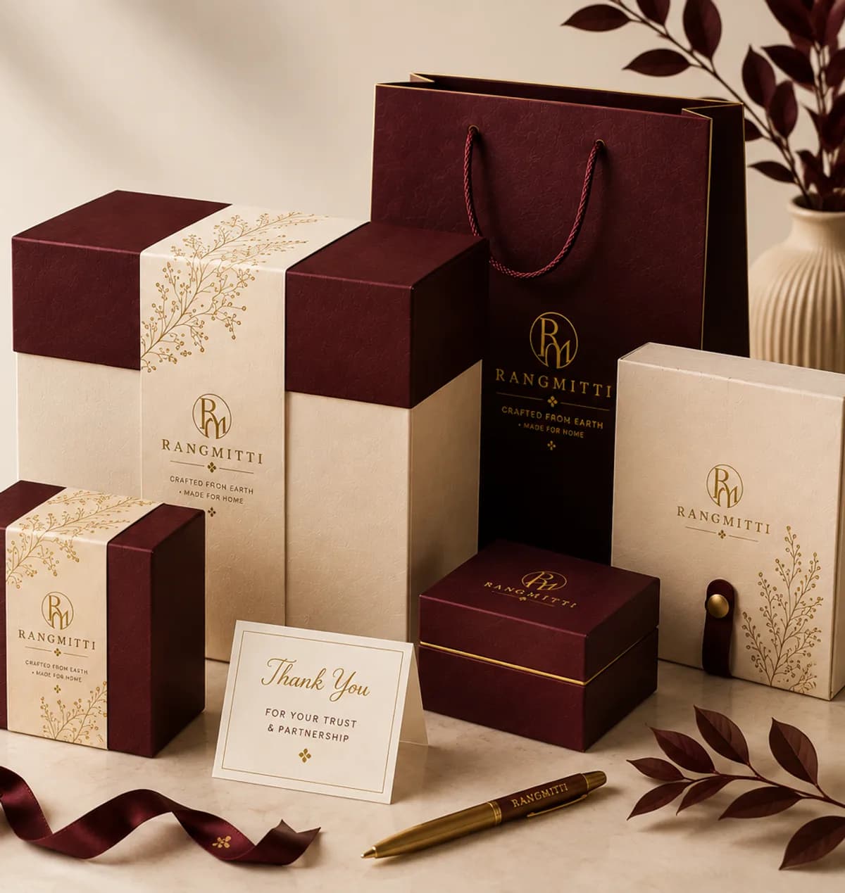 Rangmitti bulk & corporate gift boxes, gift bag and thank-you card